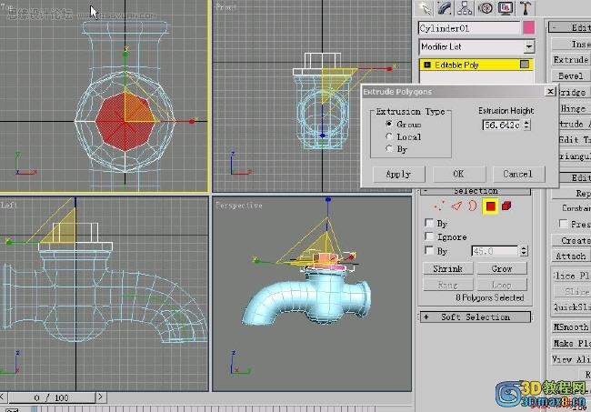 3D MAX建模教程：制作水笼头建模教程,PS教程,图老师教程网