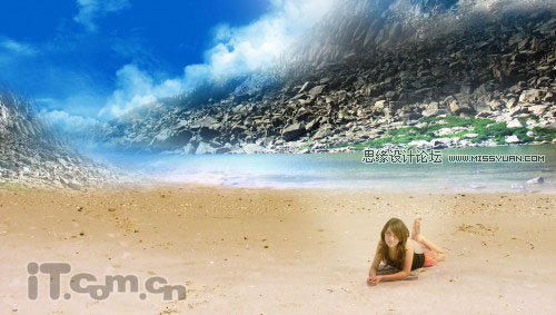 Photoshop制作海滩美女的幻想世界图,PS教程,图老师教程网