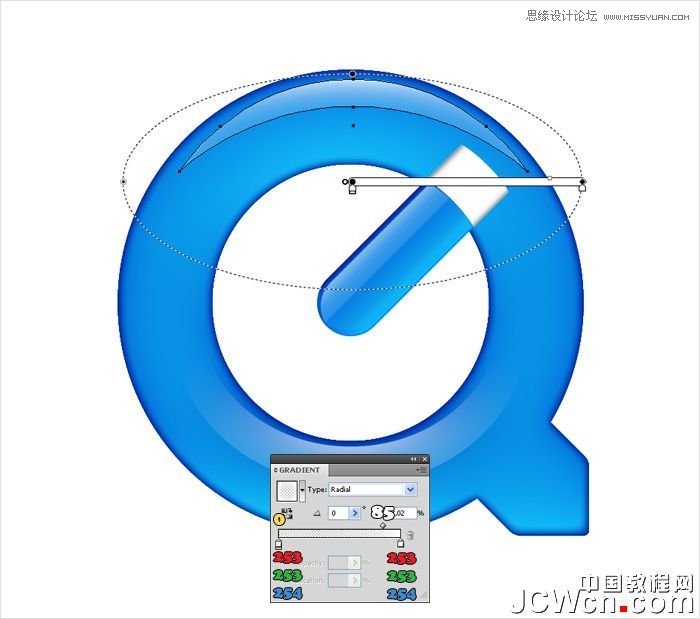 Illustrator制作蓝色苹果QuickTime标志,PS教程,图老师教程网