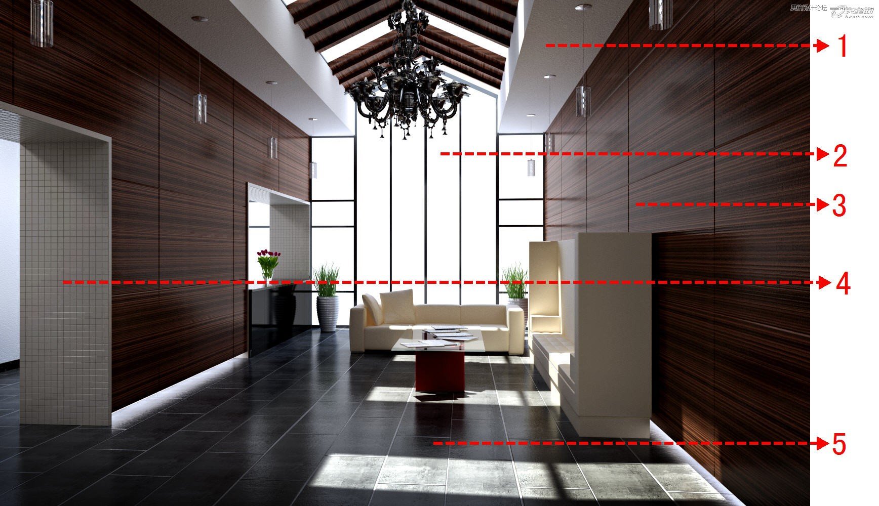 3ds Max制作接待厅阳光表现效果图,PS教程,图老师教程网