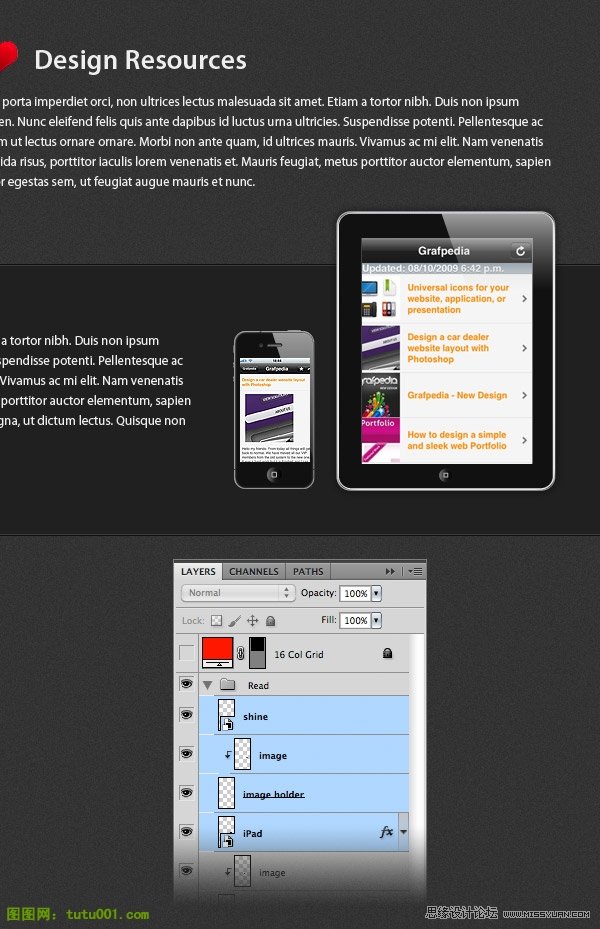 Photoshop设计教程：ipad主题网页制作教程,PS教程,图老师教程网