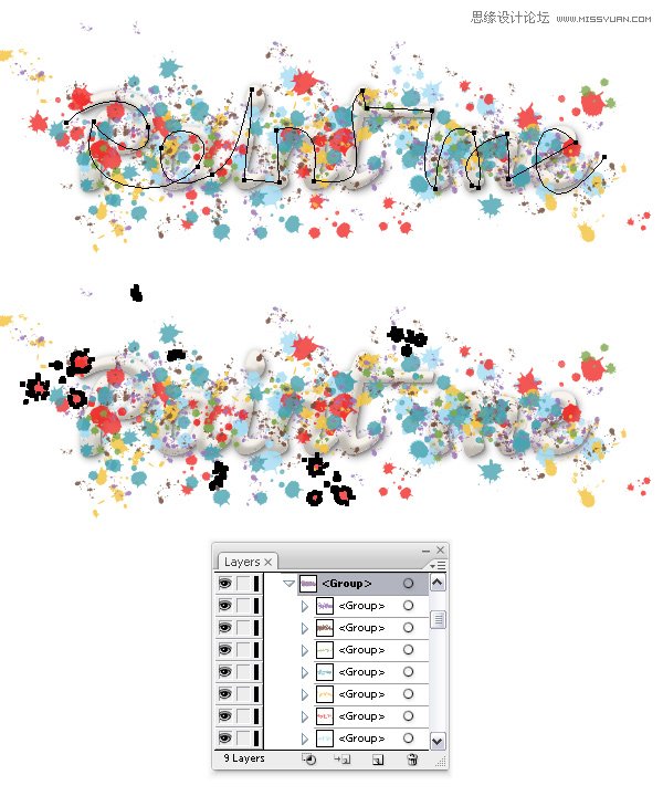 Illustrator制作喷溅效果的艺术字教程,PS教程,图老师教程网