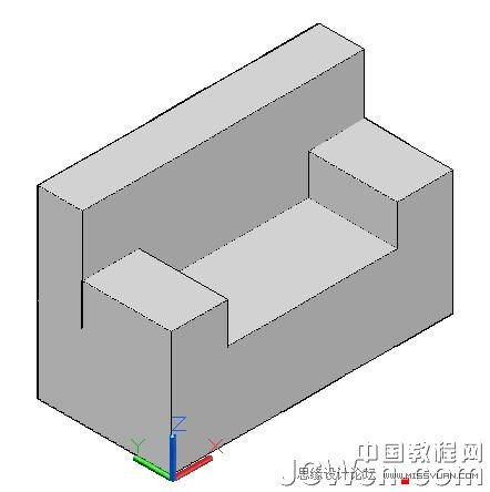 AutoCAD教程：运用长方体网格拉伸制作双人沙发,PS教程,图老师教程网