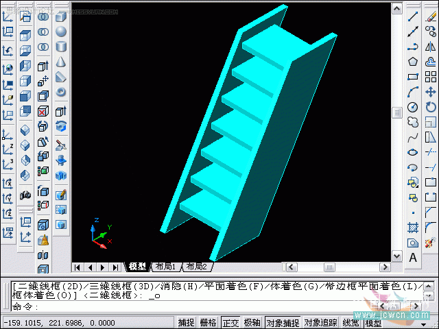 AutoCAD建模教程：拉升,复制移动制作木梯,PS教程,图老师教程网