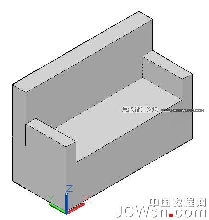 AutoCAD教程：运用长方体网格拉伸制作双人沙发,PS教程,图老师教程网