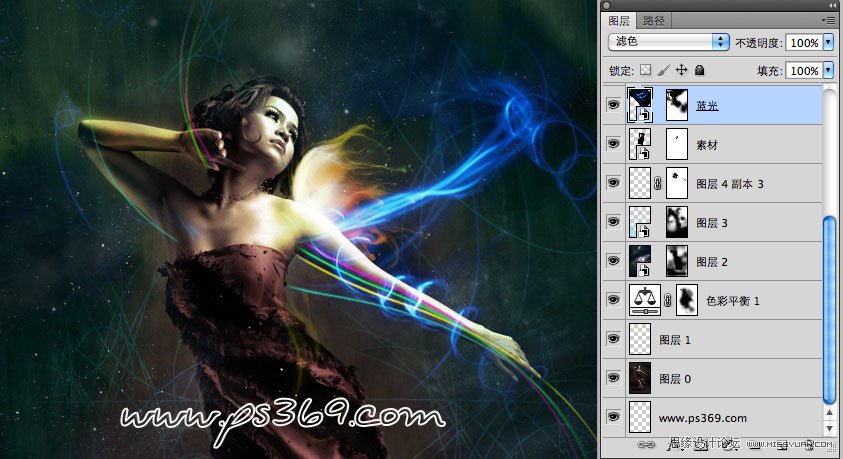 Photoshop合成光线缠绕的梦幻女孩,PS教程,图老师教程网