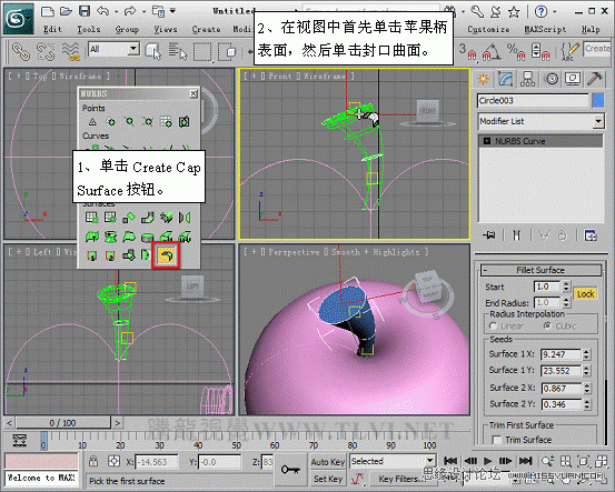 3D MAX使用NURBS方法给贪吃虫建模,PS教程,图老师教程网