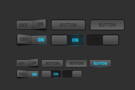 90个免费漂亮的切换开关按钮PSD素材,PS教程,图老师教程网