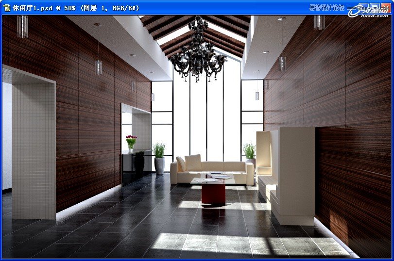 3ds Max制作接待厅阳光表现效果图,PS教程,图老师教程网