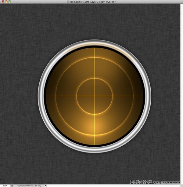 Photoshop绘制MAC风格的雷达图标,PS教程,图老师教程网