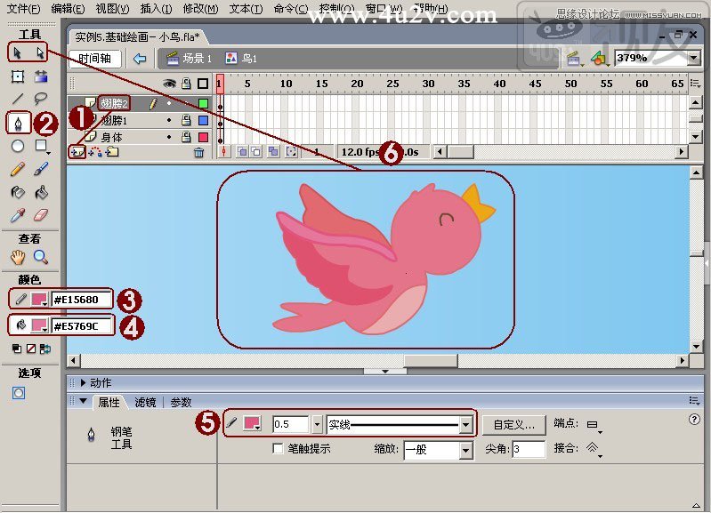 Flash教程：制作卡通风格的飞舞小鸟,PS教程,图老师教程网