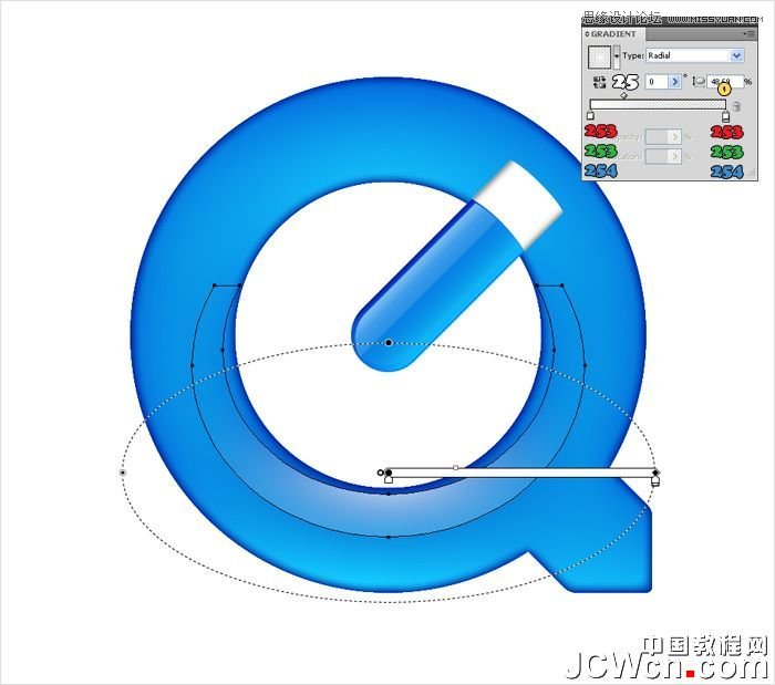 Illustrator制作蓝色苹果QuickTime标志,PS教程,图老师教程网