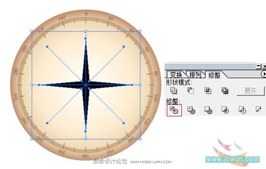 Illustrator简单绘制金色指南针,PS教程,图老师教程网