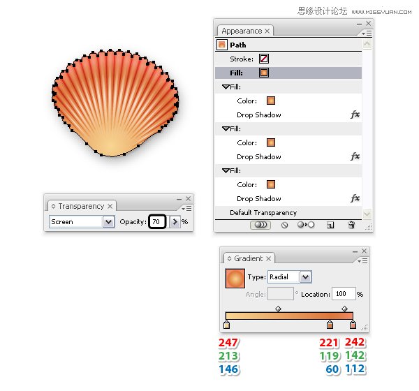 Illustrator绘制时尚彩色的逼真贝壳,PS教程,图老师教程网