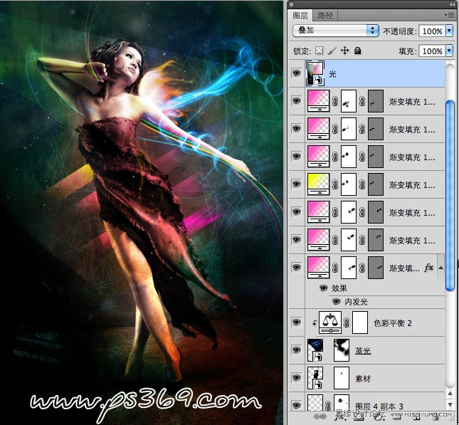 Photoshop合成光线缠绕的梦幻女孩,PS教程,图老师教程网
