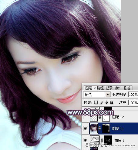 Photoshop调出美女头像朦胧紫色调,PS教程,图老师教程网