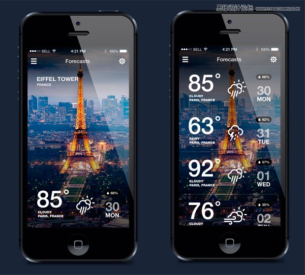 49款优秀的天气类APP界面设计欣赏,PS教程,图老师教程网