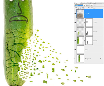 Photoshop制作打散的黄瓜效果,PS教程,图老师教程网