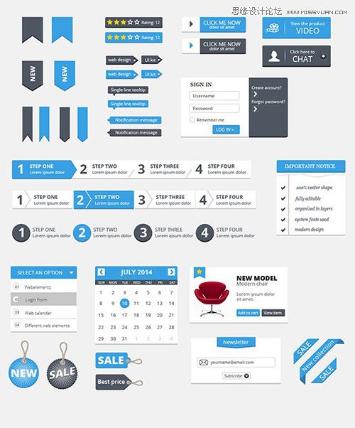精选国外2014年7月最新的UI套装PSD素材,PS教程,图老师教程网