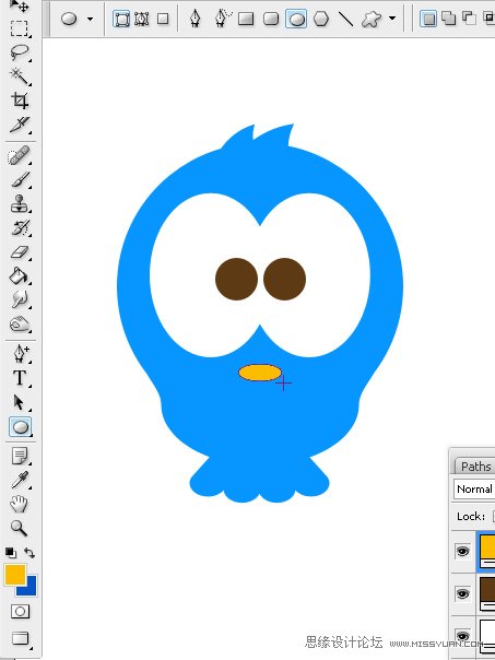 Photoshop绘制可爱的Twriter小鸟教程,PS教程,图老师教程网