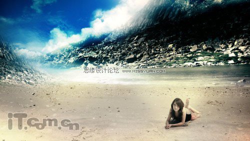 Photoshop制作海滩美女的幻想世界图,PS教程,图老师教程网