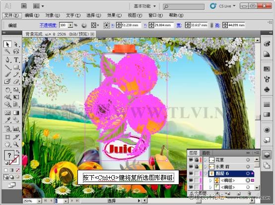 Illustrator CS5教程：通过蒙版功能制作饮料海报,PS教程,图老师教程网