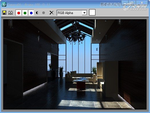 3ds Max制作接待厅阳光表现效果图,PS教程,图老师教程网
