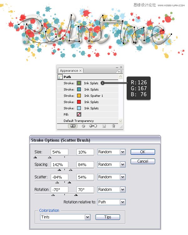 Illustrator制作喷溅效果的艺术字教程,PS教程,图老师教程网