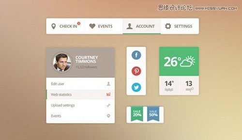82个精品扁平化设计的免费UI素材,PS教程,图老师教程网