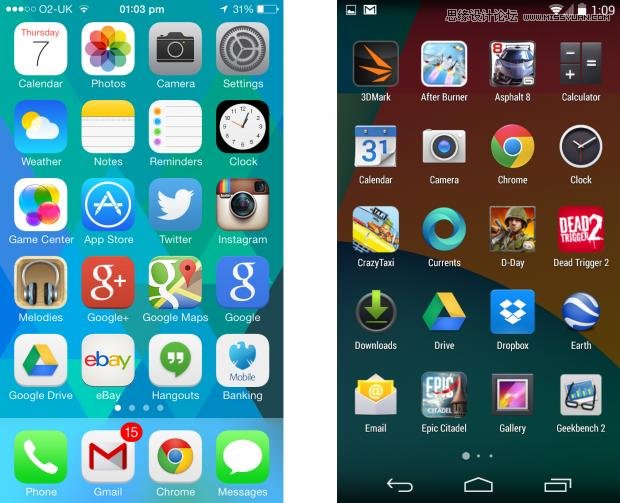 详细解析IOS7和Android4.4奇巧巧克力,PS教程,图老师教程网