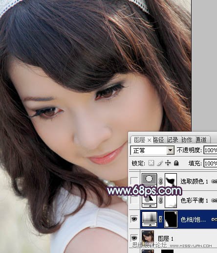 Photoshop调出美女头像朦胧紫色调,PS教程,图老师教程网