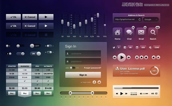 精选国外配色超赞的UI套装PSD素材,PS教程,图老师教程网
