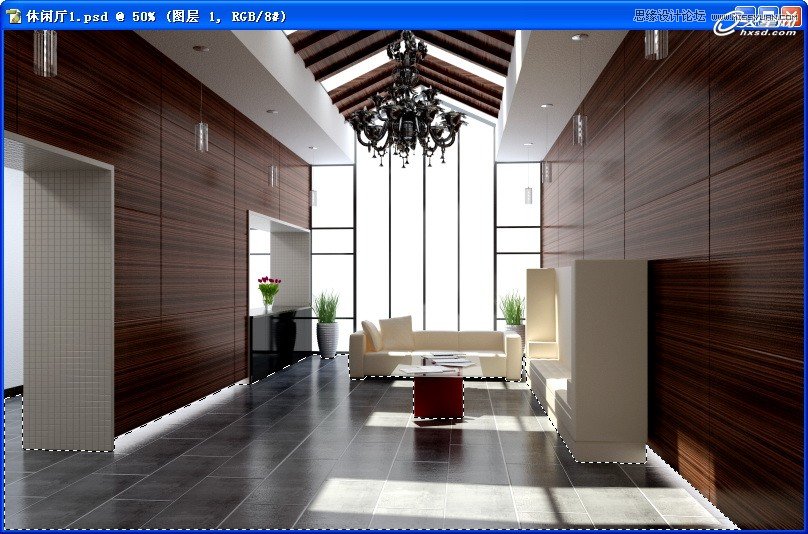 3ds Max制作接待厅阳光表现效果图,PS教程,图老师教程网