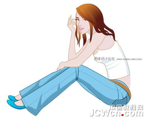 Illustrator插画人物系列之清纯美女的绘制,PS教程,图老师教程网