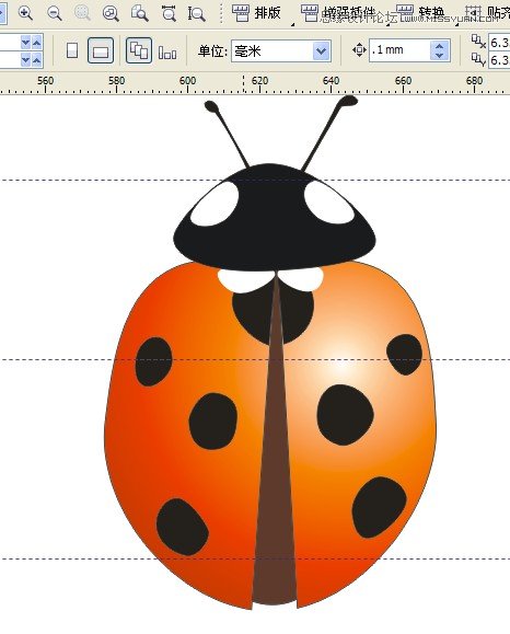 CorelDraw绘制逼真漂亮的七星瓢虫,PS教程,图老师教程网