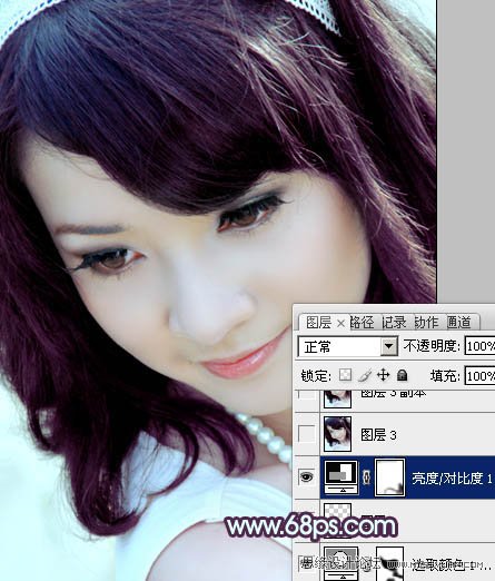 Photoshop调出美女头像朦胧紫色调,PS教程,图老师教程网