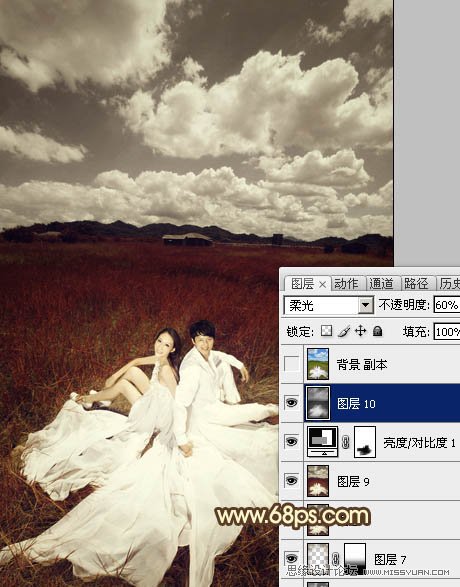 Photoshop调出草原婚片暗红色调,PS教程,图老师教程网