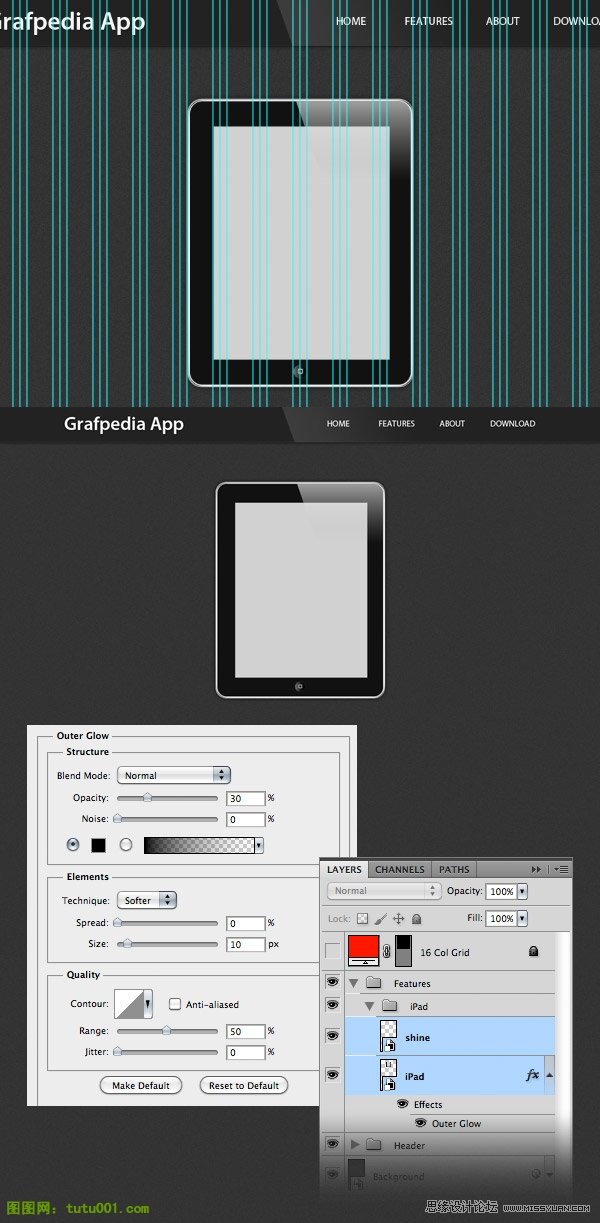 Photoshop设计教程：ipad主题网页制作教程,PS教程,图老师教程网