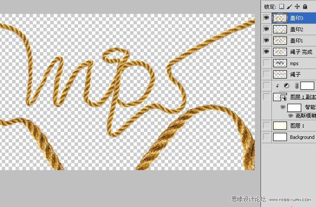 Photoshop使用变形功能制作绳子艺术字,PS教程,图老师教程网