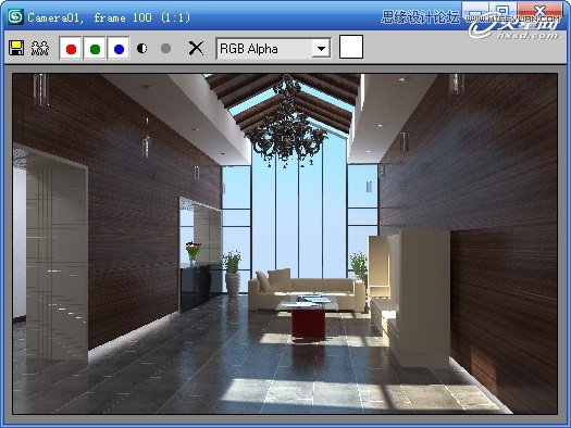 3ds Max制作接待厅阳光表现效果图,PS教程,图老师教程网
