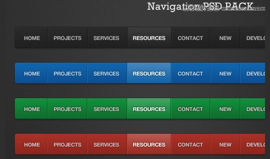 精选国外20个华丽丽的导航设计PSD素材,PS教程,图老师教程网