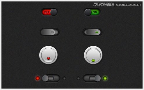 20个免费的开关切换UI元素PSD素材,PS教程,图老师教程网