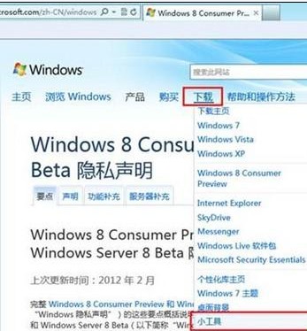 Win8如何联机获取小工具