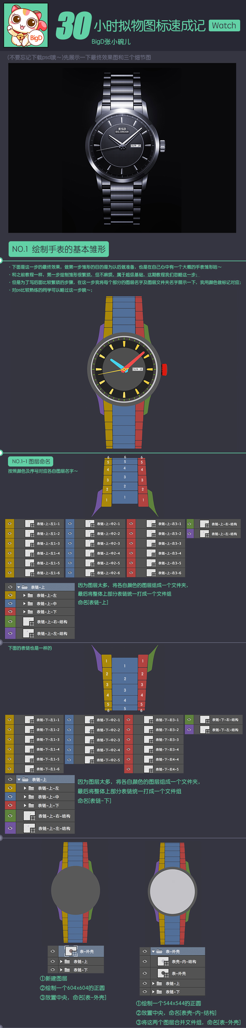 PS 30小时拟物图标速成记之写实手表篇 图老师