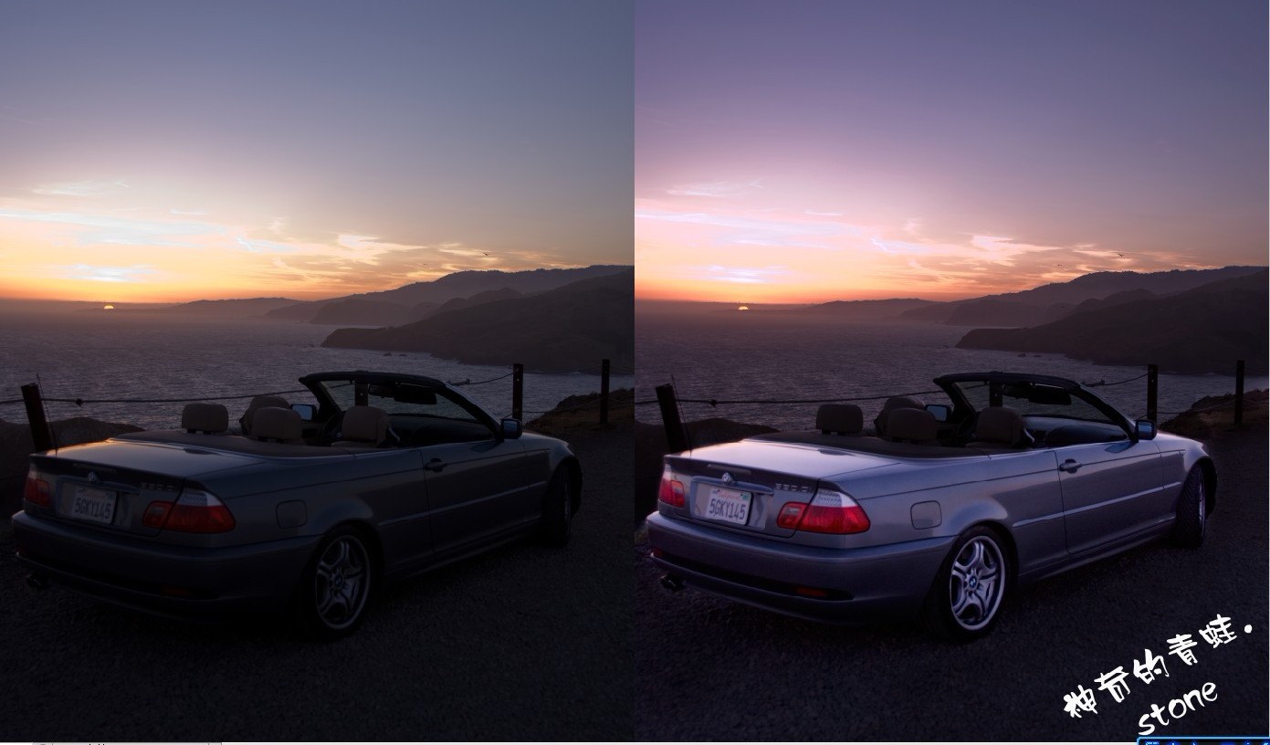 PS CS5用Camera raw对光线不足的跑车风景照片调色教程  图老师
