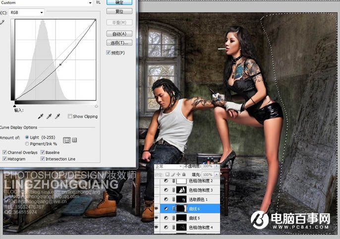 Photoshop合成破旧房间里纹身的人物写真图片