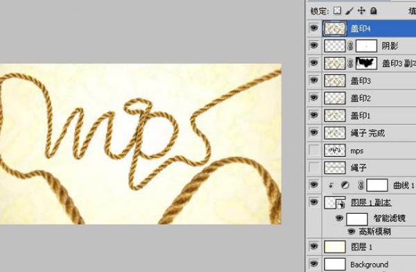 ps设计实例-利用变形工具把绳子扭曲成文字