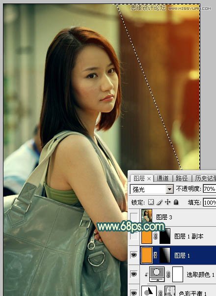 Photoshop给背包女孩添加怀旧漏光效果,PS教程