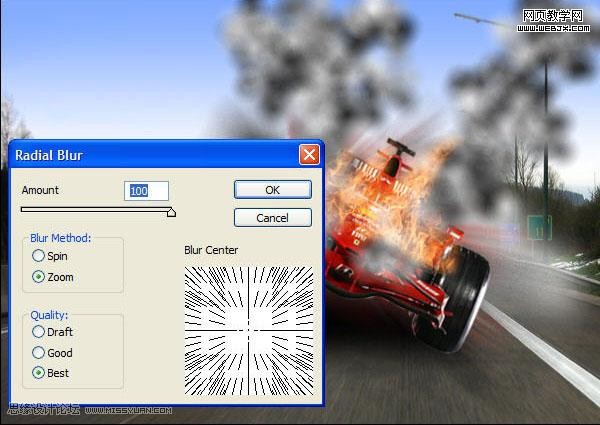 Photoshop合成着火的疯狂赛车,PS教程,图老师教程网