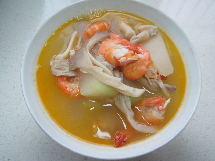 平菇西兰花冬瓜虾汤电饭煲猪肉脯图片